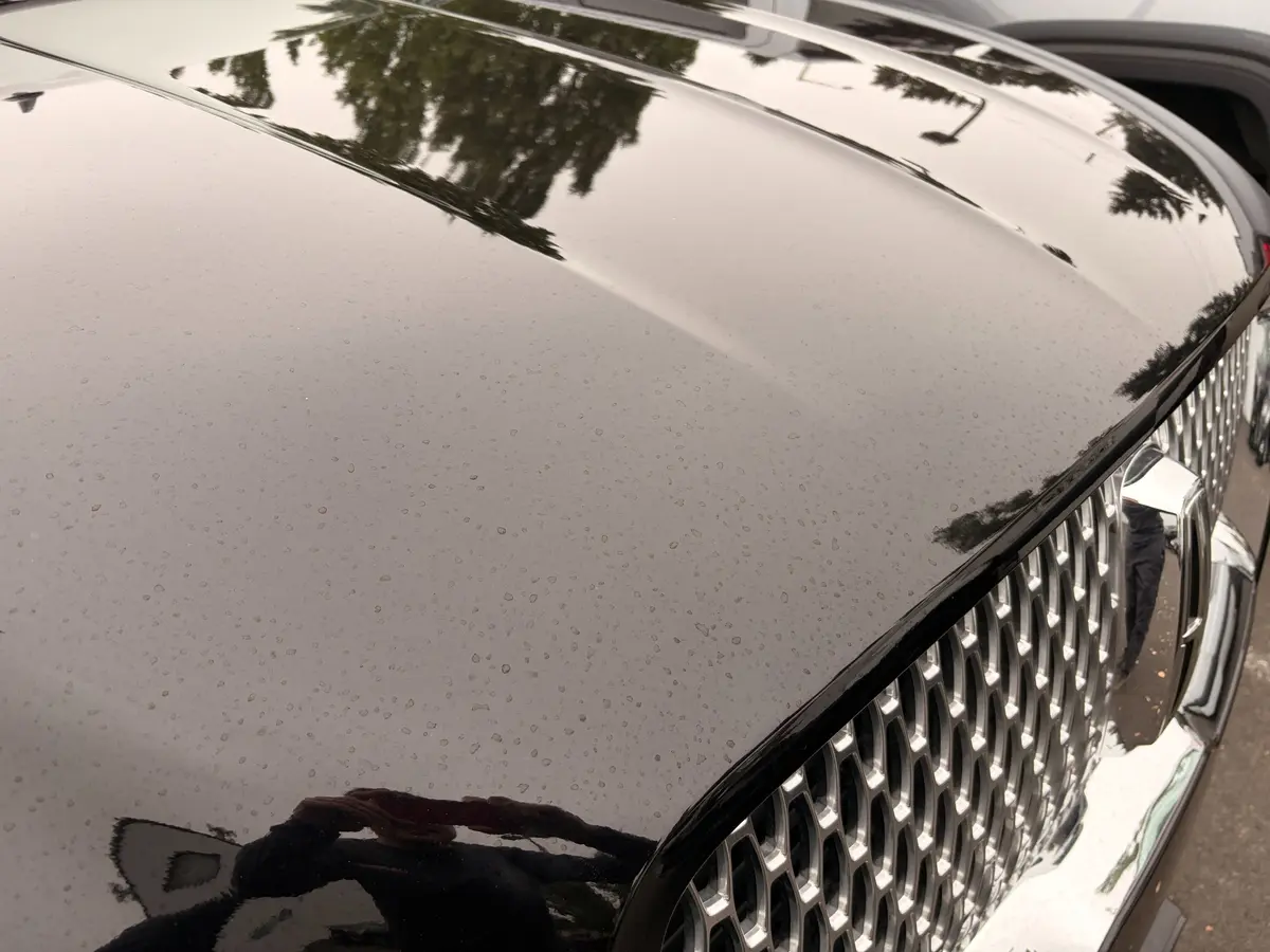 Exterior water spotting documented on the Lincoln Navigator paint.