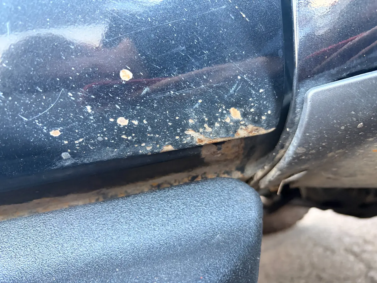 Previous body repair and corrosion documented on the Ford Raptor.