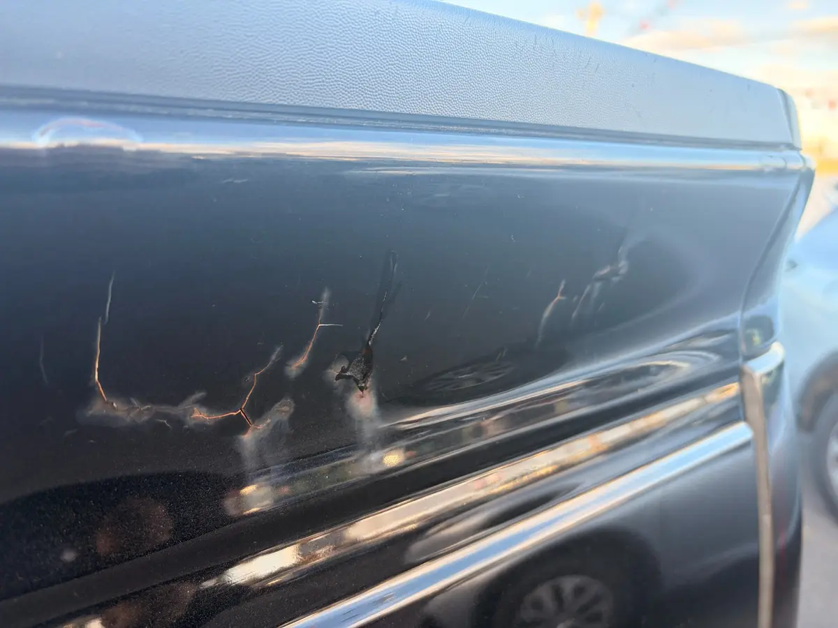 Cracked body filler documented on the Ford Raptor.
